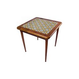 Mesa Madeira Azulejo 80x80cm - Base 4pé 78cm - Natural - Anos Dourados - 2