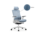 Ver imagem 2 de Cadeira de Escritório Presidente Toda em Tela Mesh Azul com Apoio de Cabeça Ajustável em Altura Beri