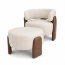 Ver imagem 1 de Poltrona com Puff Orgânico Argo Courino Marrom | Off White - Sallar Home