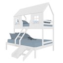 Ver imagem 2 de Beliche Casal/ Solteiro Casinha Encantada com Kit Escada/ Escorregador Madeira Maciça Branco