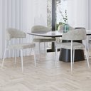 Ver imagem 2 de Kit 08 Cadeiras Estofada para Sala de Jantar Serena Branco C01 Linho Lautrec Off White - Lyam Decor