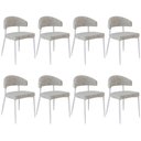 Ver imagem 1 de Kit 08 Cadeiras Estofada para Sala de Jantar Serena Branco C01 Linho Lautrec Off White - Lyam Decor