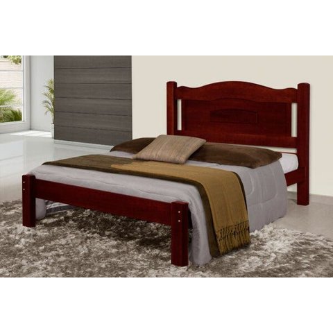 Cama de Casal Paris de Madeira Maciça Tauari - Cor Mogno