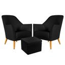 Ver imagem 1 de Kit 2 Poltronas Orion com Puff Quasar Courino Preto Aradecor