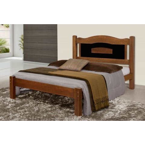 Cama Queen Size Paris de Madeira Maciça Tauari - Cor Castanho/preto