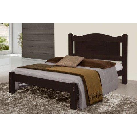 Cama Queen Size Paris de Madeira Maciça Tauari - Cor Tabaco