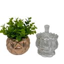 Ver imagem 5 de Kit decorativo bandeja dourada, potiche de cristal e vaso 3d