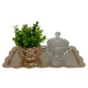 Ver imagem 3 de Kit decorativo bandeja dourada, potiche de cristal e vaso 3d