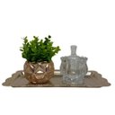 Ver imagem 1 de Kit decorativo bandeja dourada, potiche de cristal e vaso 3d