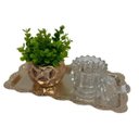 Ver imagem 4 de Kit decorativo bandeja dourada, potiche de cristal e vaso 3d