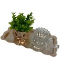 Ver imagem 2 de Kit decorativo bandeja dourada, potiche de cristal e vaso 3d