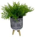 Ver imagem 3 de Vaso Preto e Branco Médio Tripé de Madeira Estampa Mosaica