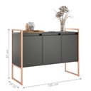 Ver imagem 4 de Buffet Cora 3 Portas Industrial 1 Prateleira MDP 120cm Preto Cobre