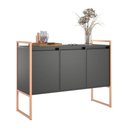 Ver imagem 2 de Buffet Cora 3 Portas Industrial 1 Prateleira MDP 120cm Preto Cobre