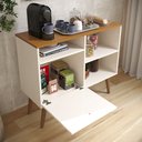 Ver imagem 2 de Balcão Aparador com 1 Porta e Prateleiras Multiuso para Cantinho do Café Off White/ipê