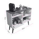 Ver imagem 3 de Balcão Aparador com 1 Porta e Prateleiras Multiuso para Cantinho do Café Off White/ipê