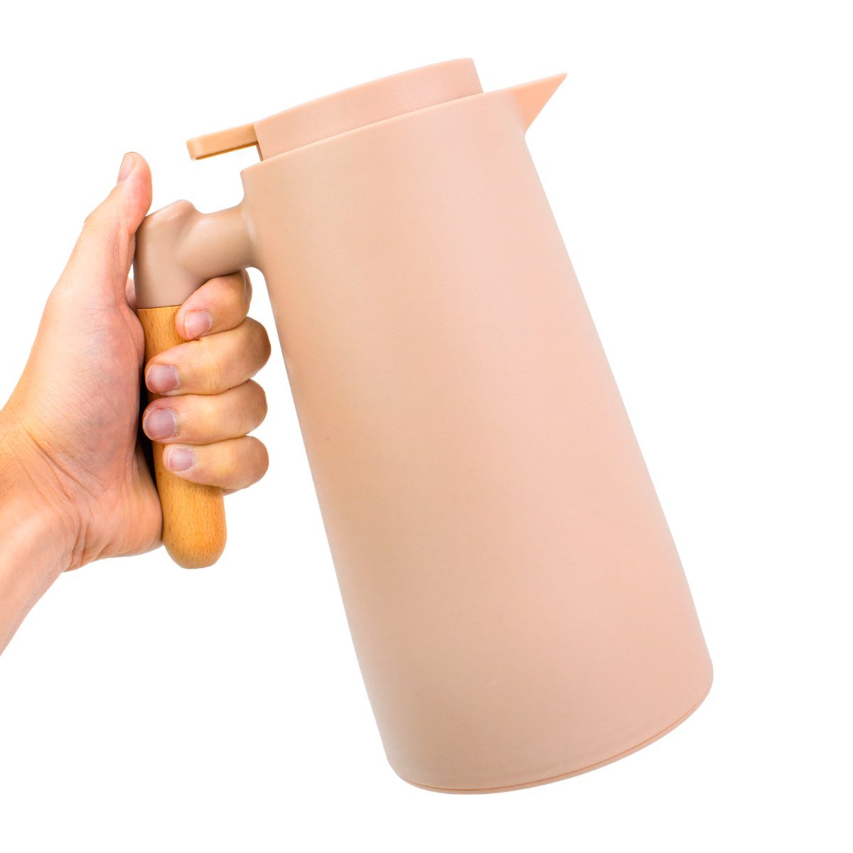 Garrafa Termica Inox Cafe Cha 1 Litro Cabo Madeira:Bege - 6