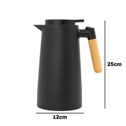 Garrafa Termica Inox Cafe Cha 1 Litro Cabo Madeira:Bege - 5
