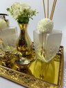 Ver imagem 2 de Kit Lavabo Luxo Dourado Branco Aroma Sabonete Porta Escovas