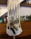 Ver imagem 2 de Cama pet Suspensa em Macramê na Cor Cru com Almofada