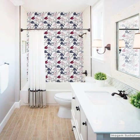 Papel de Parede Lavavel para Banheiro Revestimento Brilho Peixinhos - 0,58 x 1,00m