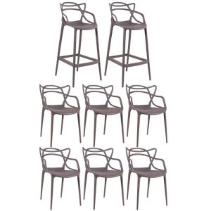 Kit 6 Cadeiras e 2 Banquetas Altas Masters Allegra - Fendi