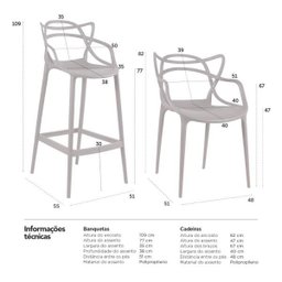 Kit 6 Cadeiras e 2 Banquetas Altas Masters Allegra - Fendi - 10
