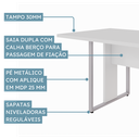 Ver imagem 4 de Mesa de Reunião Retangular 6 Lugares Pé Painel 200x90cm Yescasa Cinza