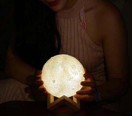 Luminária Lua 3d Led Abajur Decoração Tons Brancos 15cm Moon - 4