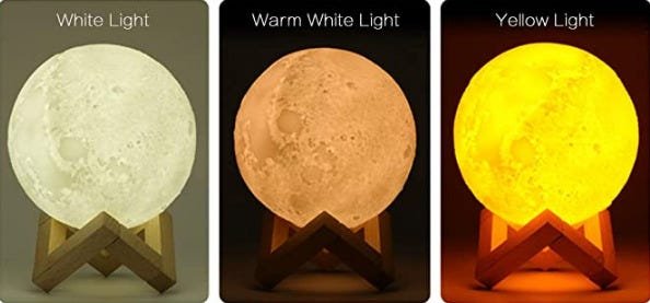 Luminária Lua 3d Led Abajur Decoração Tons Brancos 15cm Moon - 6