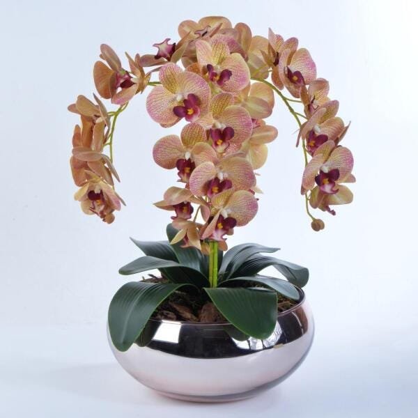 Arranjo de Orquídea de Silicone Vaso Rose Gold Cris - 2