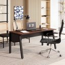 Ver imagem 1 de Mesa Escrivaninha Escritório com 150cm Industrial Tampo Chanfrado e Pés Metálicos F5 Office Louro Preto