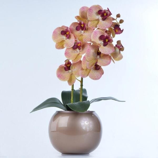 Arranjo de Orquídea Artificial em Vaso Cobre Valentina