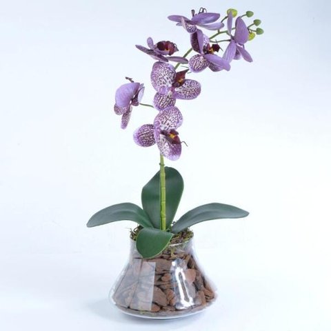 Arranjo de Orquídea Artificial Lilás e Vinho Michele