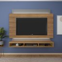 Ver imagem 1 de Painel com Suporte TV 75" e Fita Led Multimóveis CR45159 Carvalho/Prata