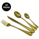 Ver imagem 2 de Jogo de Talheres Conjunto 24 Peças Luxo Dourado Jantar Cozinha Mesa Gourmet Colher Garfo Faca
