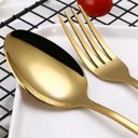 Ver imagem 3 de Jogo de Talheres Conjunto 24 Peças Luxo Dourado Jantar Cozinha Mesa Gourmet Colher Garfo Faca