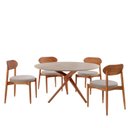 Ver imagem 2 de Conjunto Sala de Jantar Mesa 135cm Tampo Redondo Texturizado e 4 Cadeiras Hope Marrom/Brisa/Imbuia/o