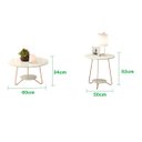 Ver imagem 2 de Kit Conjunto Mesa Lateral + Mesinha de Centro Liz Cor Off White Mdf Pés Ferro Cor de Cobre