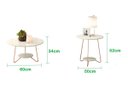 Ver imagem 2 de Kit Conjunto Mesa Lateral + Mesinha de Centro Liz Cor Off White Mdf Pés Ferro Cor de Cobre