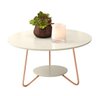 Kit Conjunto Mesa Lateral + Mesinha de Centro Liz Cor Off White Mdf Pés Ferro Cor de Cobre - 4