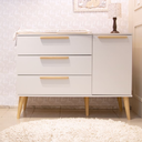 Ver imagem 6 de Quarto de Bebê Berço e Cômoda Infantil Branco com Carvalho Retrô - Quater