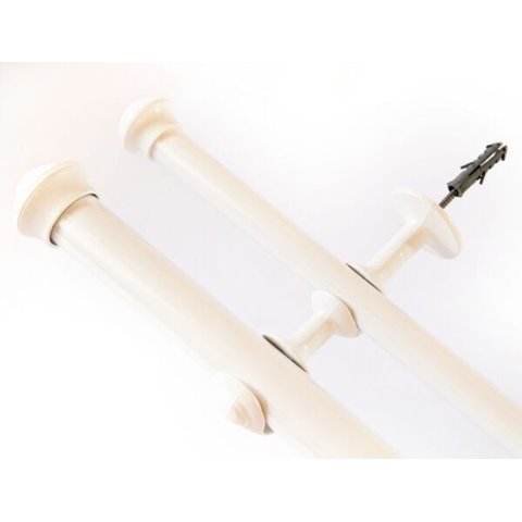 Kit Varão para Cortinas 3,00mts Duplo 19/28mm Branco
