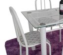 Ver imagem 2 de Conjunto Mesa de Jantar Aço com 4 Cadeiras + Vidro 8mm Branca Munique