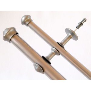 Kit Varão para Cortinas 3,0mts Duplo 19/28mm Prata