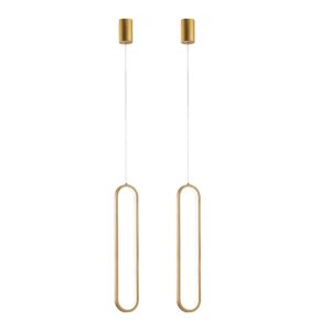 Kit 2 Lustres Pendentes Luminária Cristal Oval Dourado