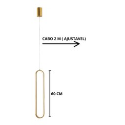 Kit 2 Lustres Pendentes Luminária Cristal Oval Dourado - 3