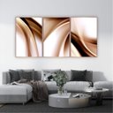Ver imagem 1 de Quadro 105x70cm 3pçs Abstrato Bronze Moldura Vidro