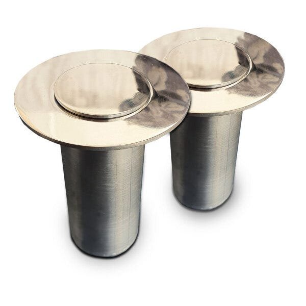 Par De Chumbadores Com Tampas Inox Para Escada De Piscina - 1