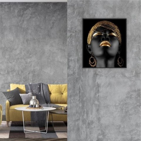 Quadro Para Sala 90x80cm Mulher Turbante Moldura